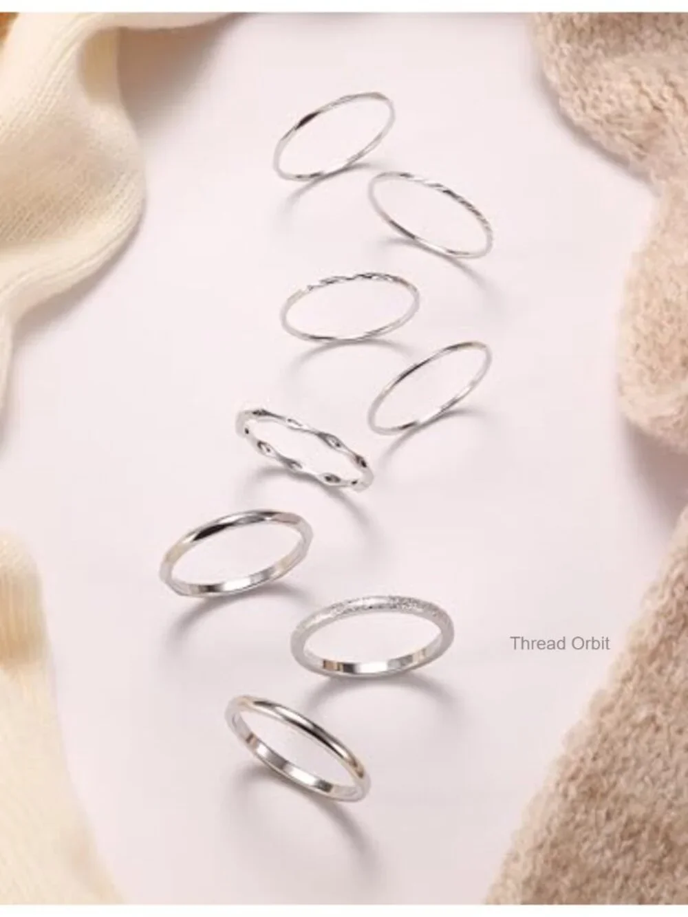 8Pcs Stainless Steel Stacking Rings Set Minimalist Dainty Thin Knuckle Midi